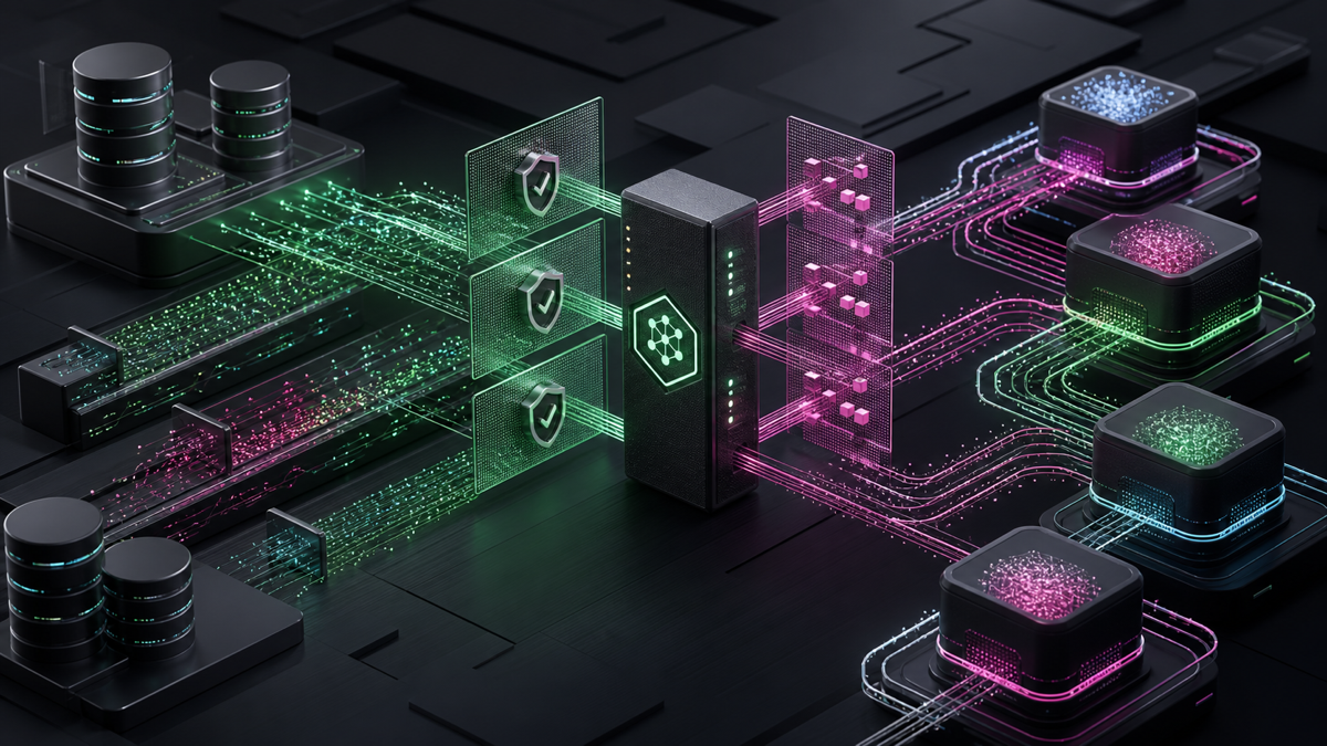 Operational data passing through identity and policy controls to multiple AI agents